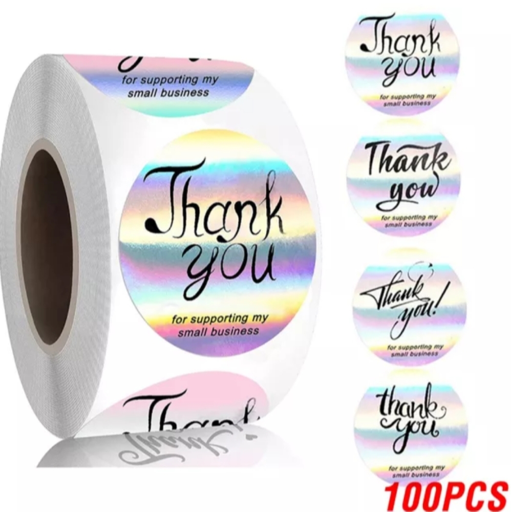 Thank-You holographic stickers (100)